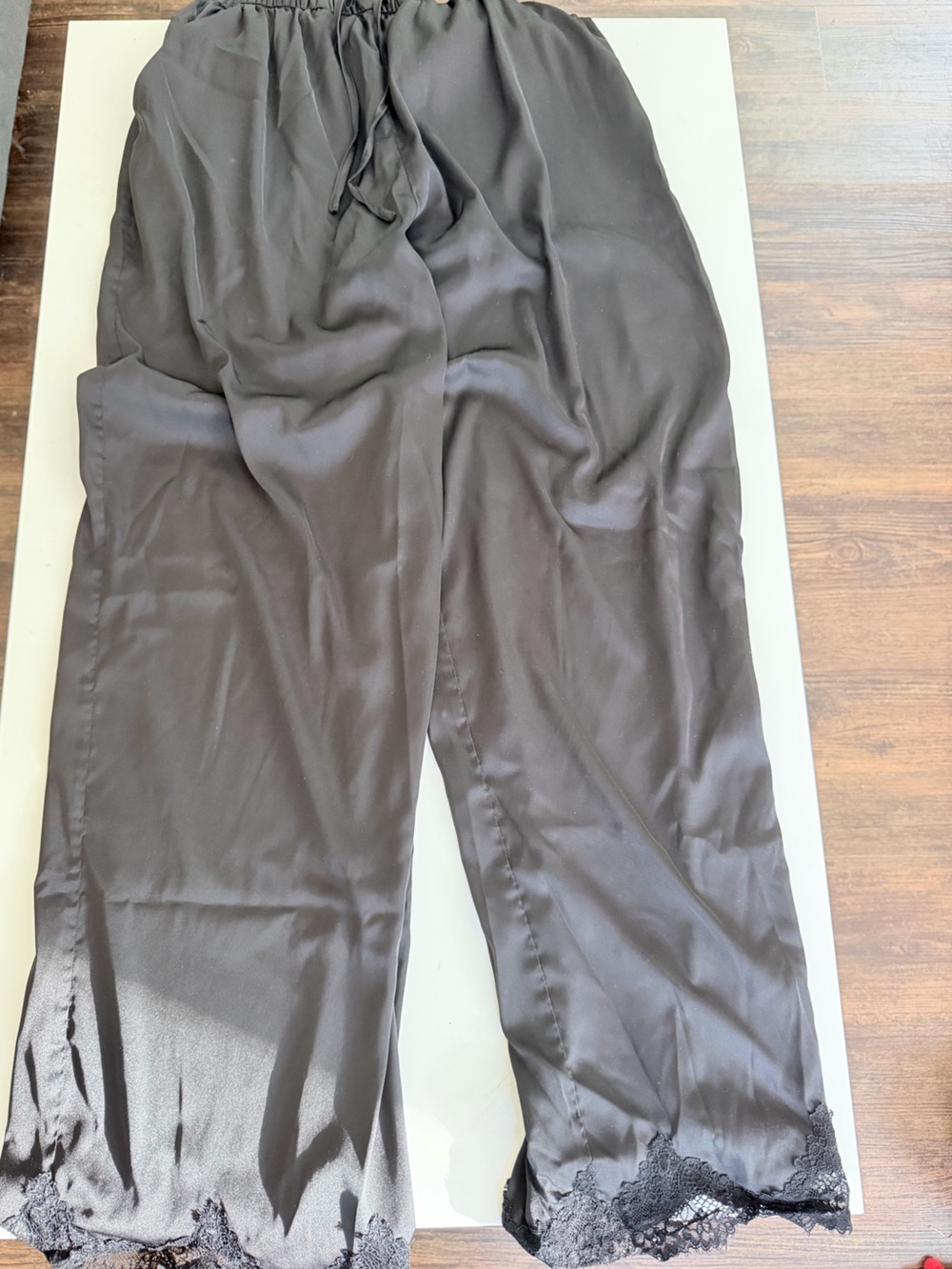 Abercrombie & Fitch Black Satin Lace Trim Sleep Pants Pajama Pants